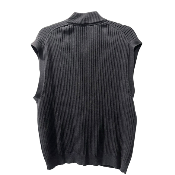 Cutter & Buck Navy Blue Ribbed 1/4 Zip Sweater Vest Men's Size Medium Cotton - Picture 5 of 6